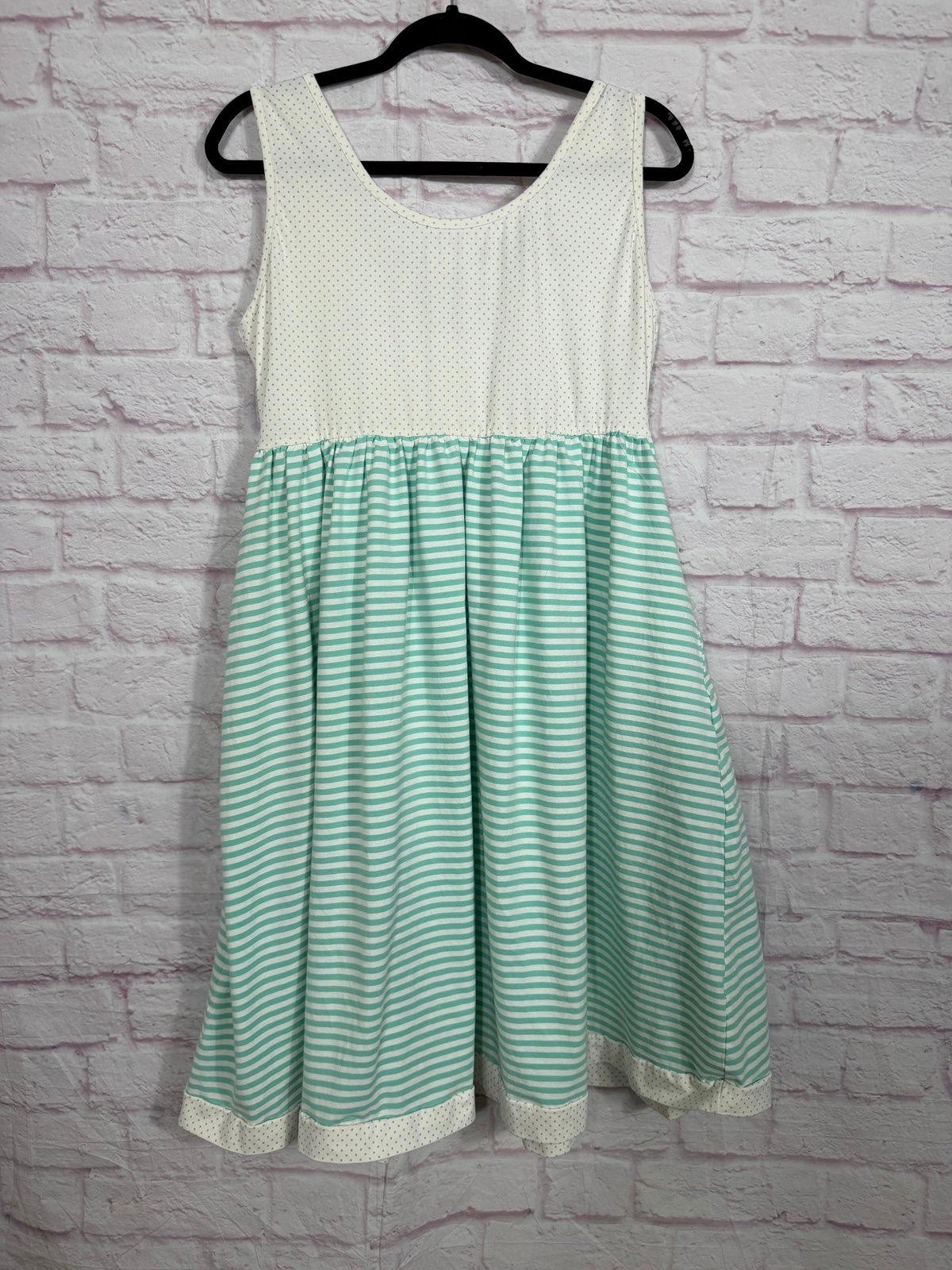 Awe Knots Smocking Company Sleeveless Striped Dress Large