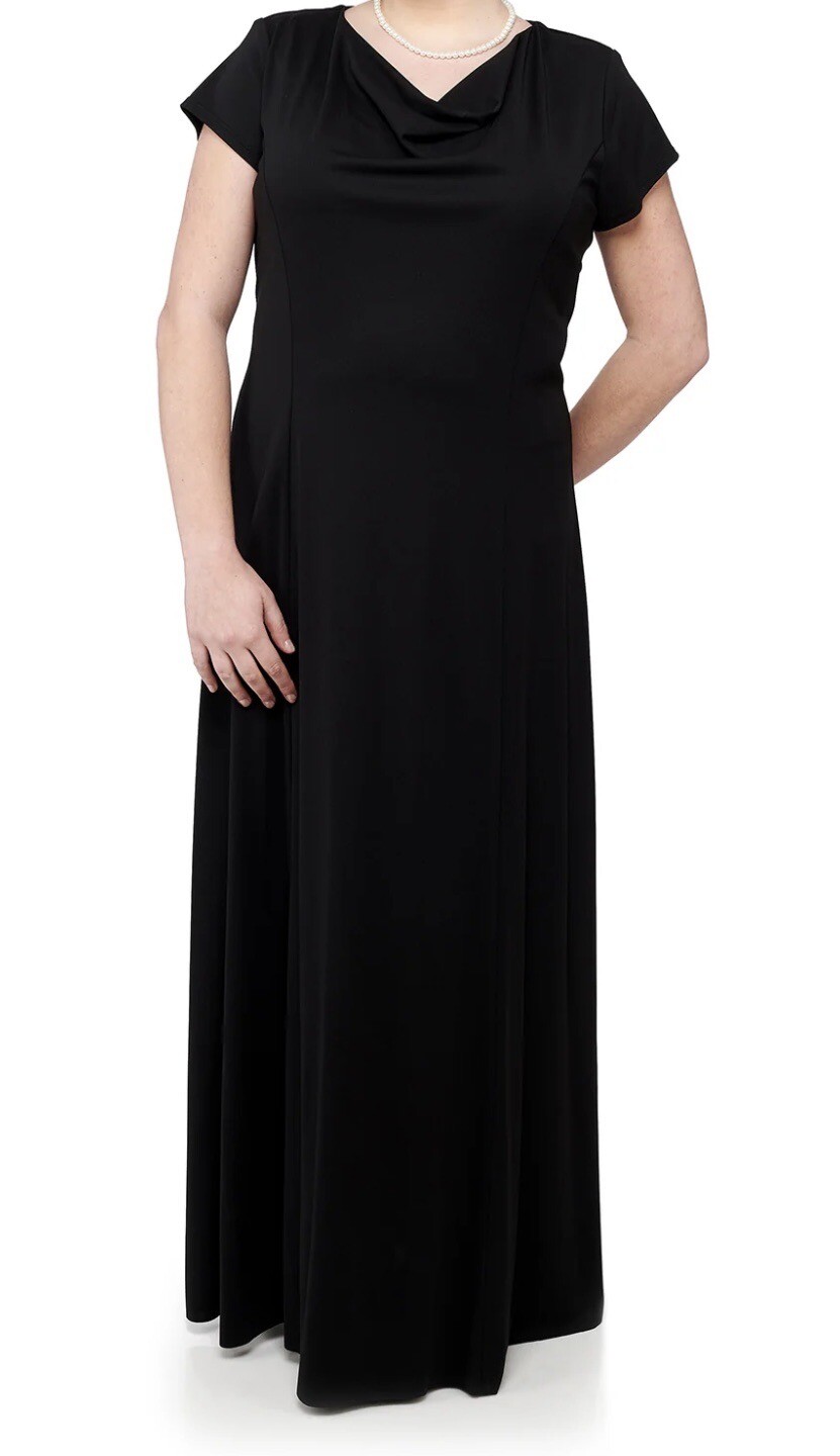 Cousins Concert Attire Black Cowl Neck Dress Size 6 Pippa Style 113 Cap Sleeve