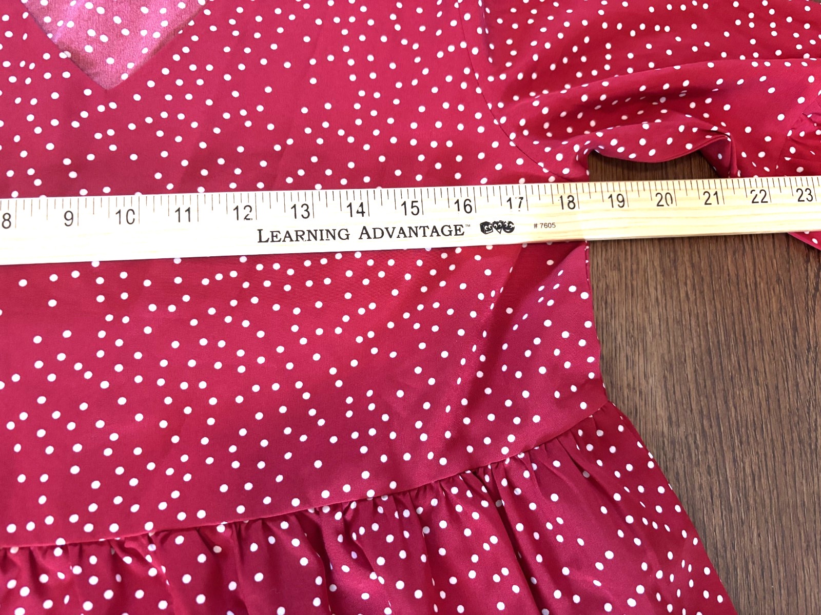 V-Day Dress Amoretu Polka Dot Tunic Dress V Neck Loose Flowy Swing in Wine Sz Sm