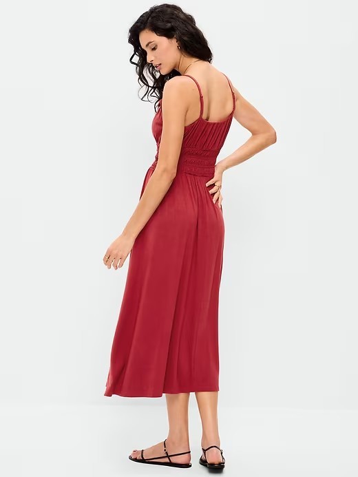NEW Old Navy Womens Sleeveless Smocked Bodice Cami Midi Dress Loganberry M NWT