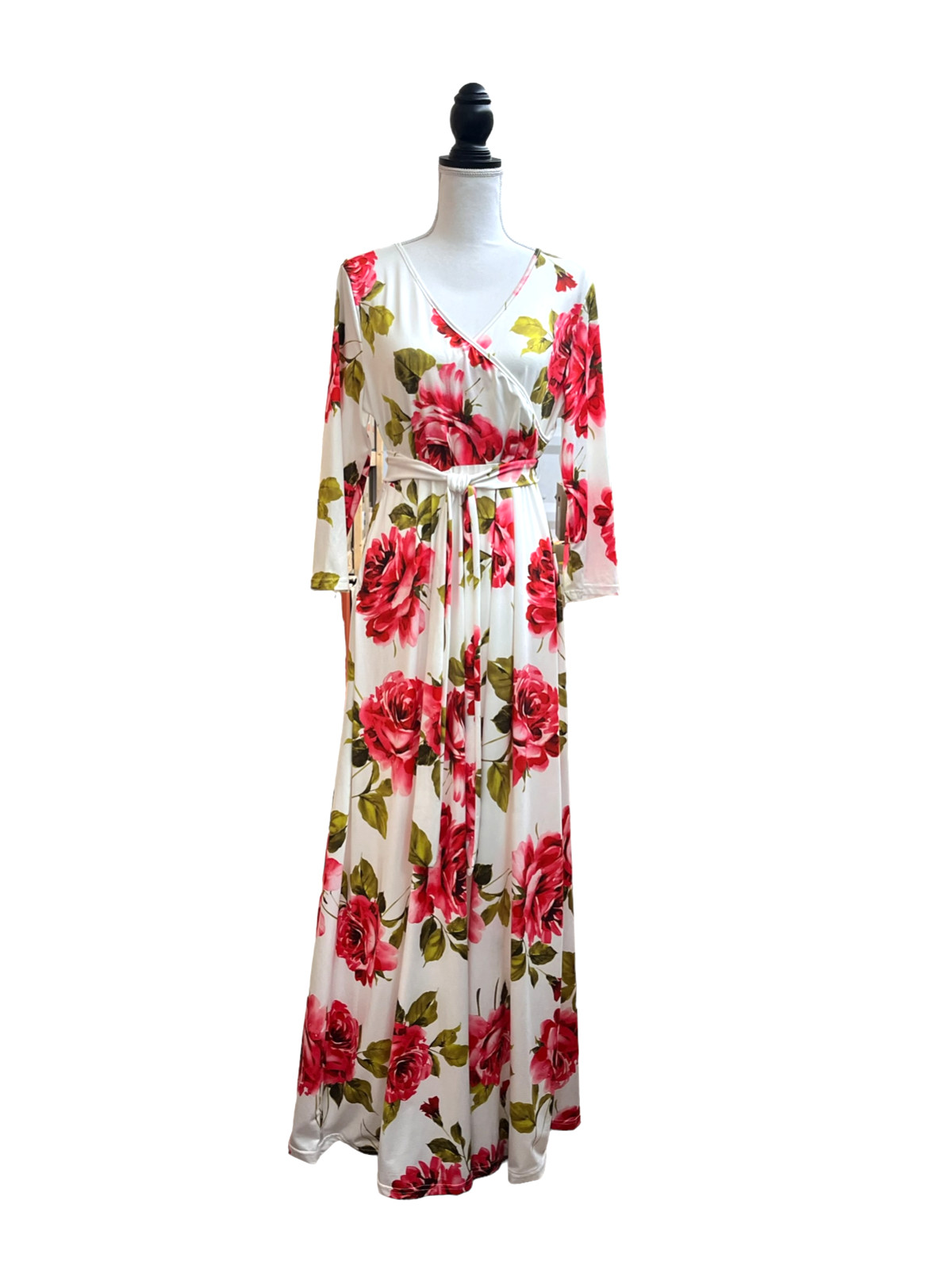 CALLA DREAM Women’s Long High Waist Faux Wrap Belted Floral Dress – Size XL