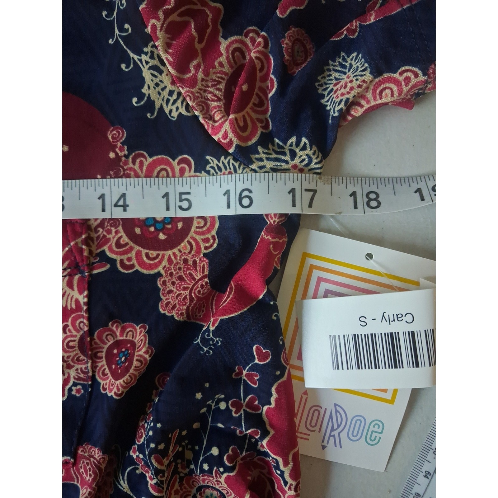 LuLaRoe CARLY High Low Dress Red Blue Short Sleeve Scoop Neck Women Size S