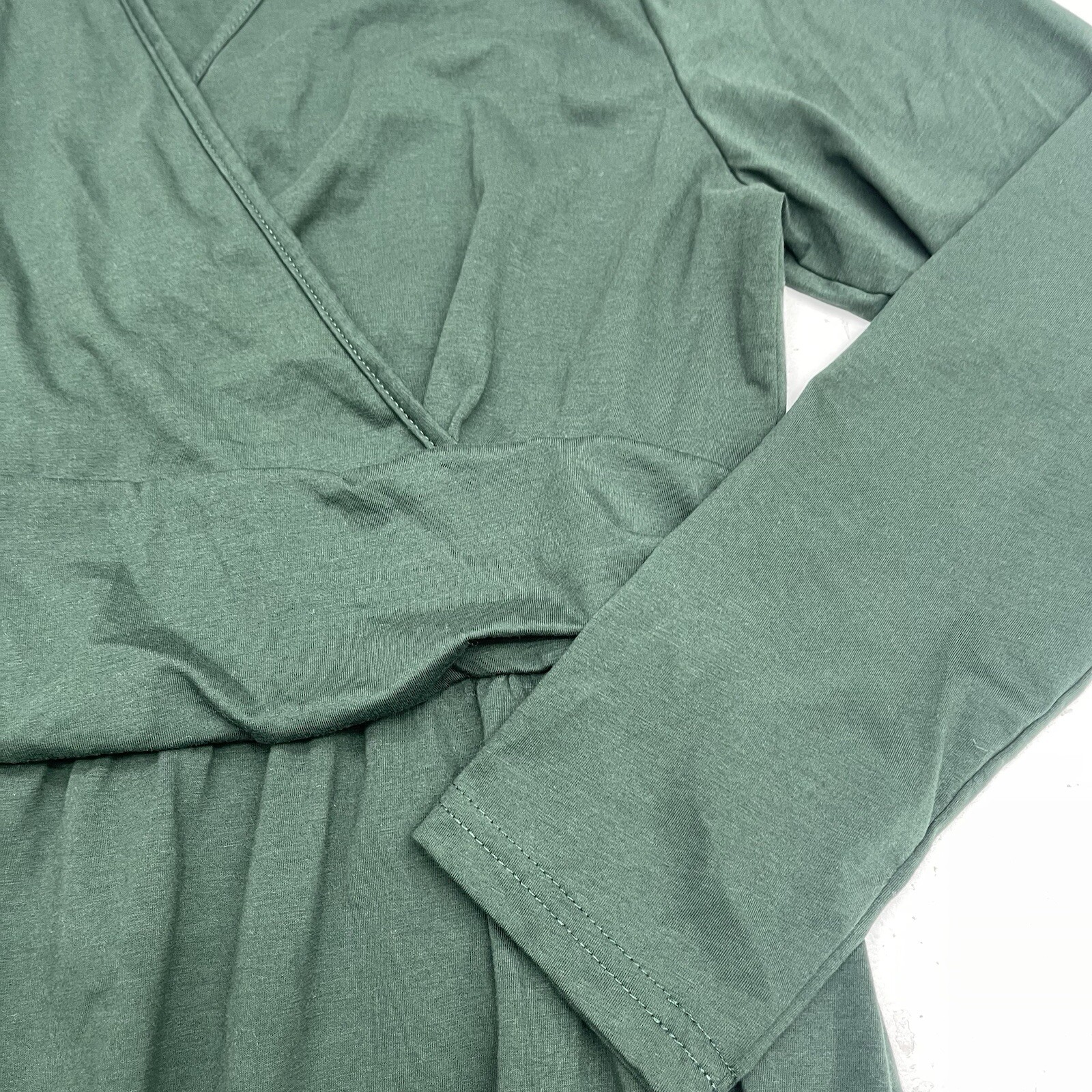 Ouges Green V Neck Fit & Flare Long Sleeve MIDI Dress Women’s Size XL