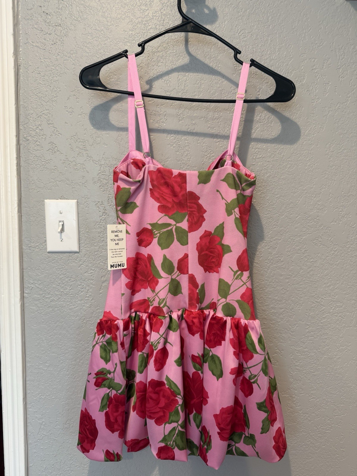 Show Me Your MuMu S Pink Red Floral Satin Cowl Neck Mini Dress Adjustable