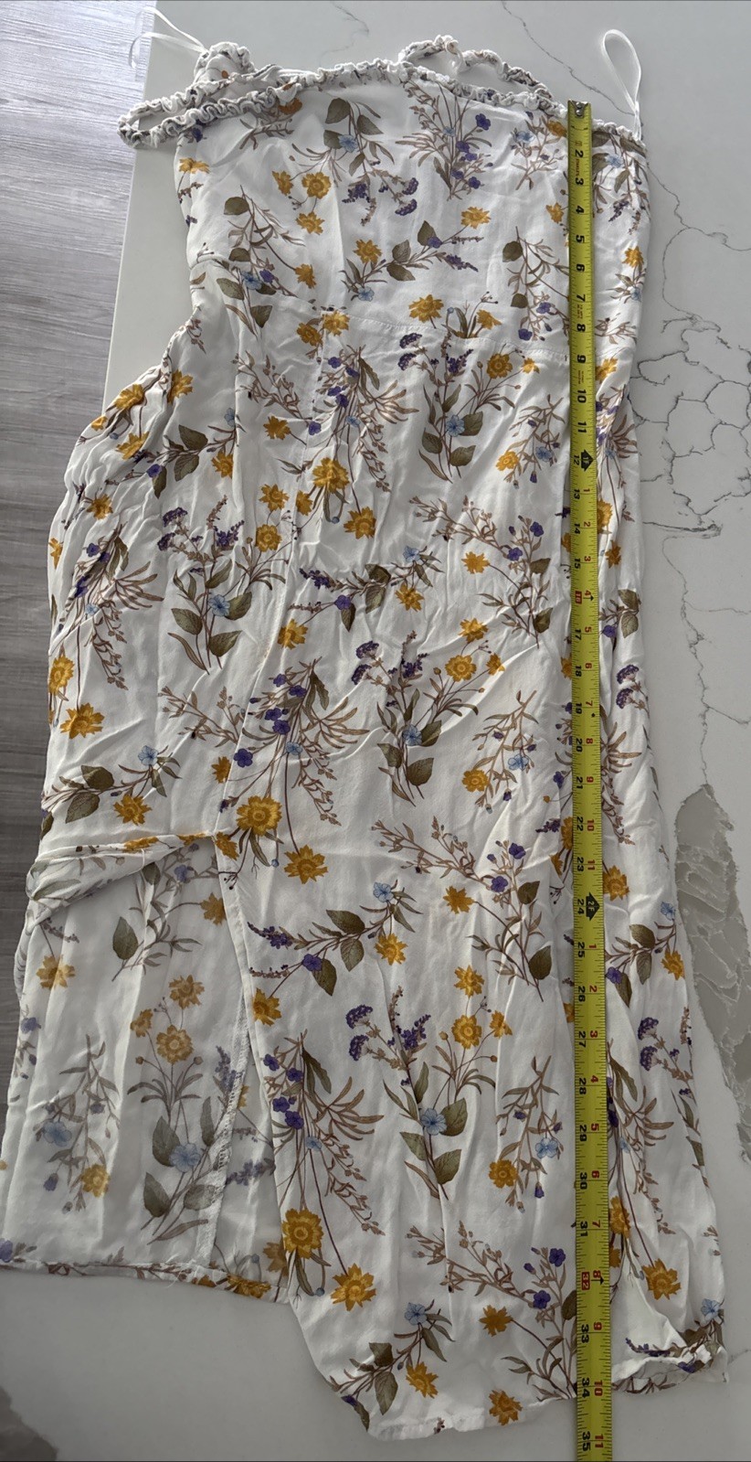 Blue Rain Women’s Dress Floral White Spring/Summer Dress Side Slit Size Small