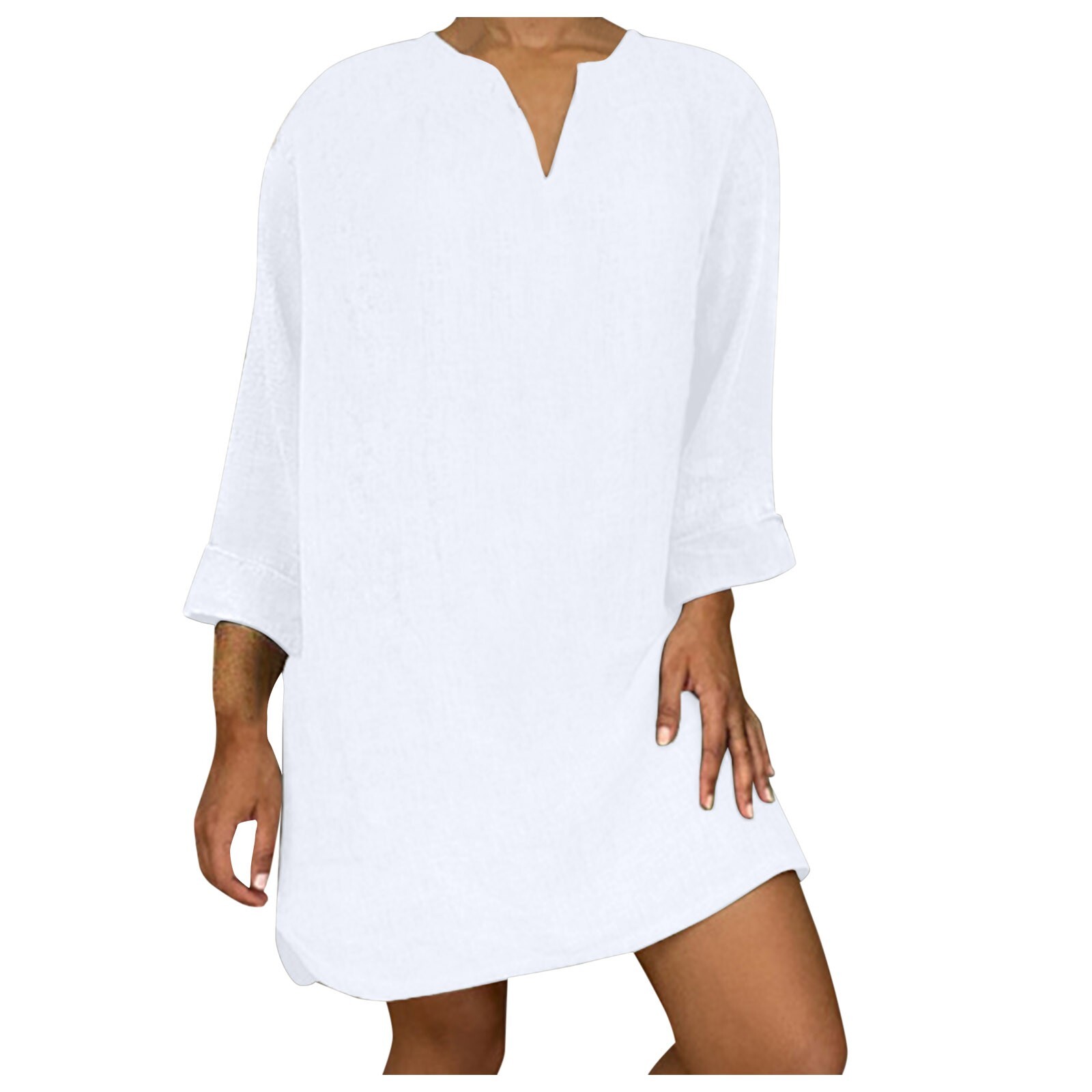 Women’s Spring Long V-neck Long Sleeve Shirt Casual Top Dress