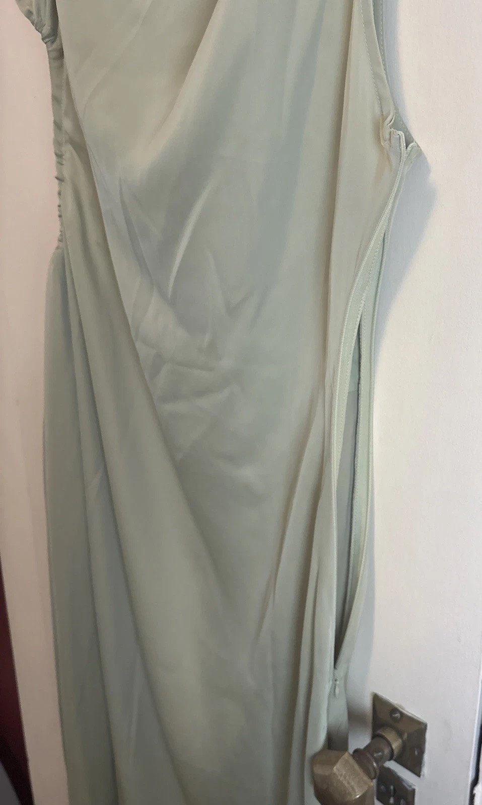 NWT Green Sz XL One Shoulder Cutout Maxi Dress Side hole Slit Ruched Waist BTFBM