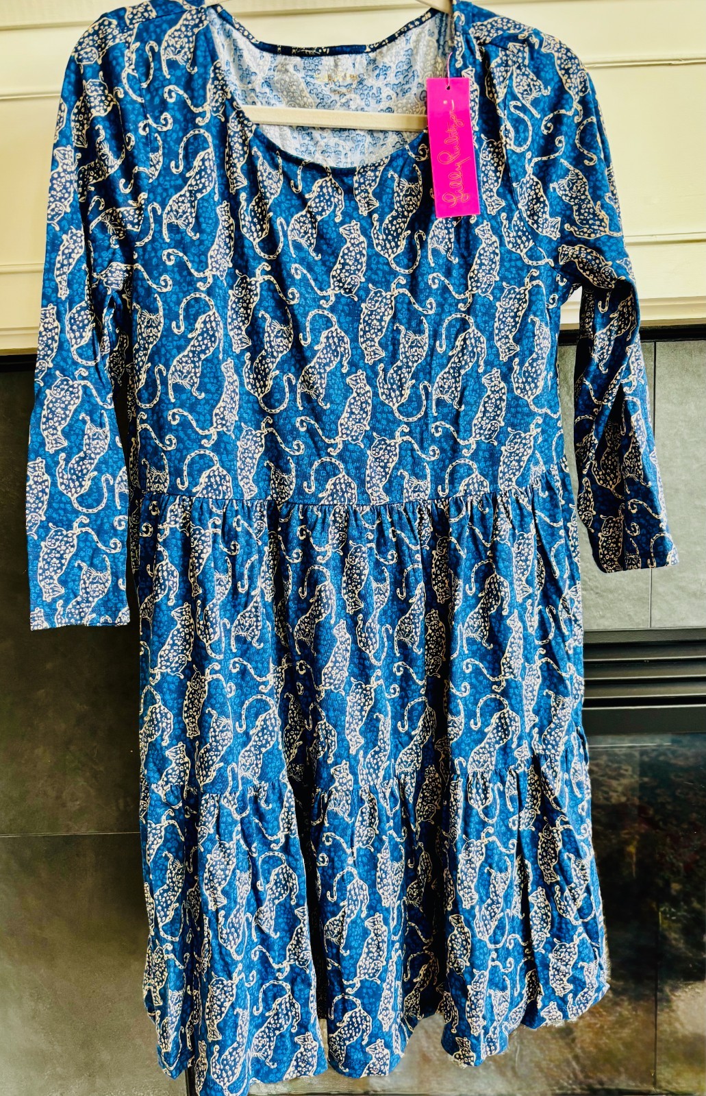 Lilly Pulitzer Geanna 3/4 Sleeve Dress Low Tide Navy Easy to Spot – Size L – NWT