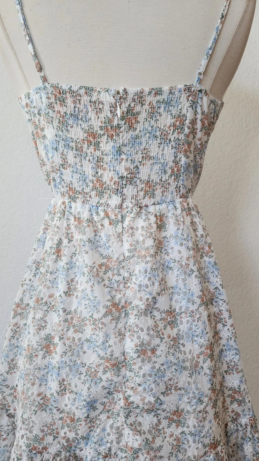 New Anthro Midi Dress Size Large XL White Floral Eyelet Coquette Cottage Bow
