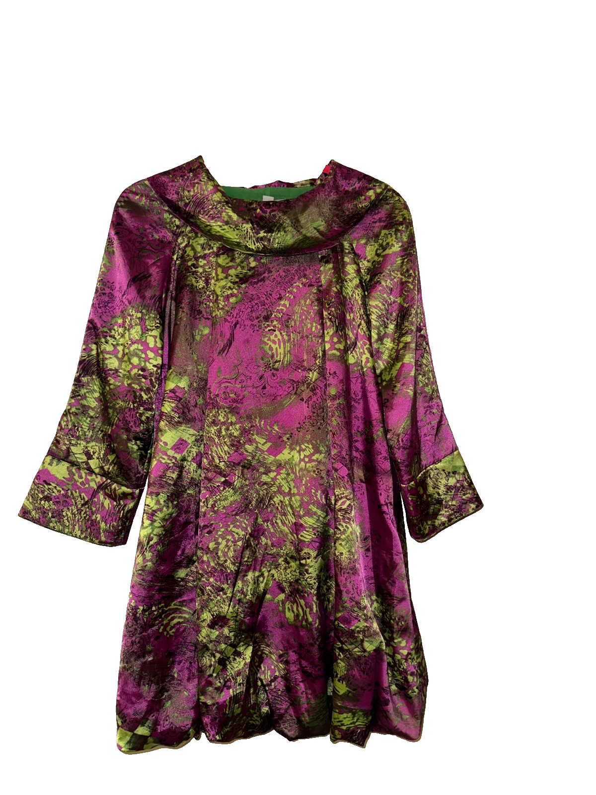 Chloe Silk Swing Dramatic High Collar and a Striking Mini Dress SZ 40