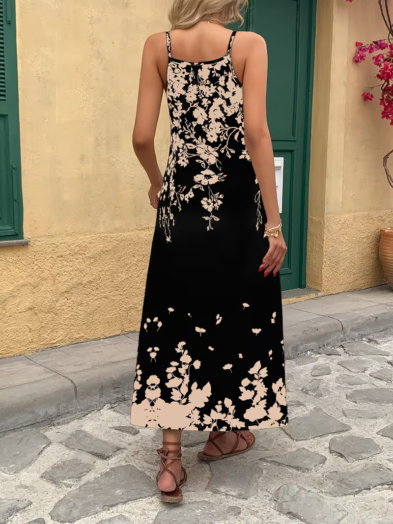 Tropical Floral Maxi Dress Elegant Vacation Business Party Chic