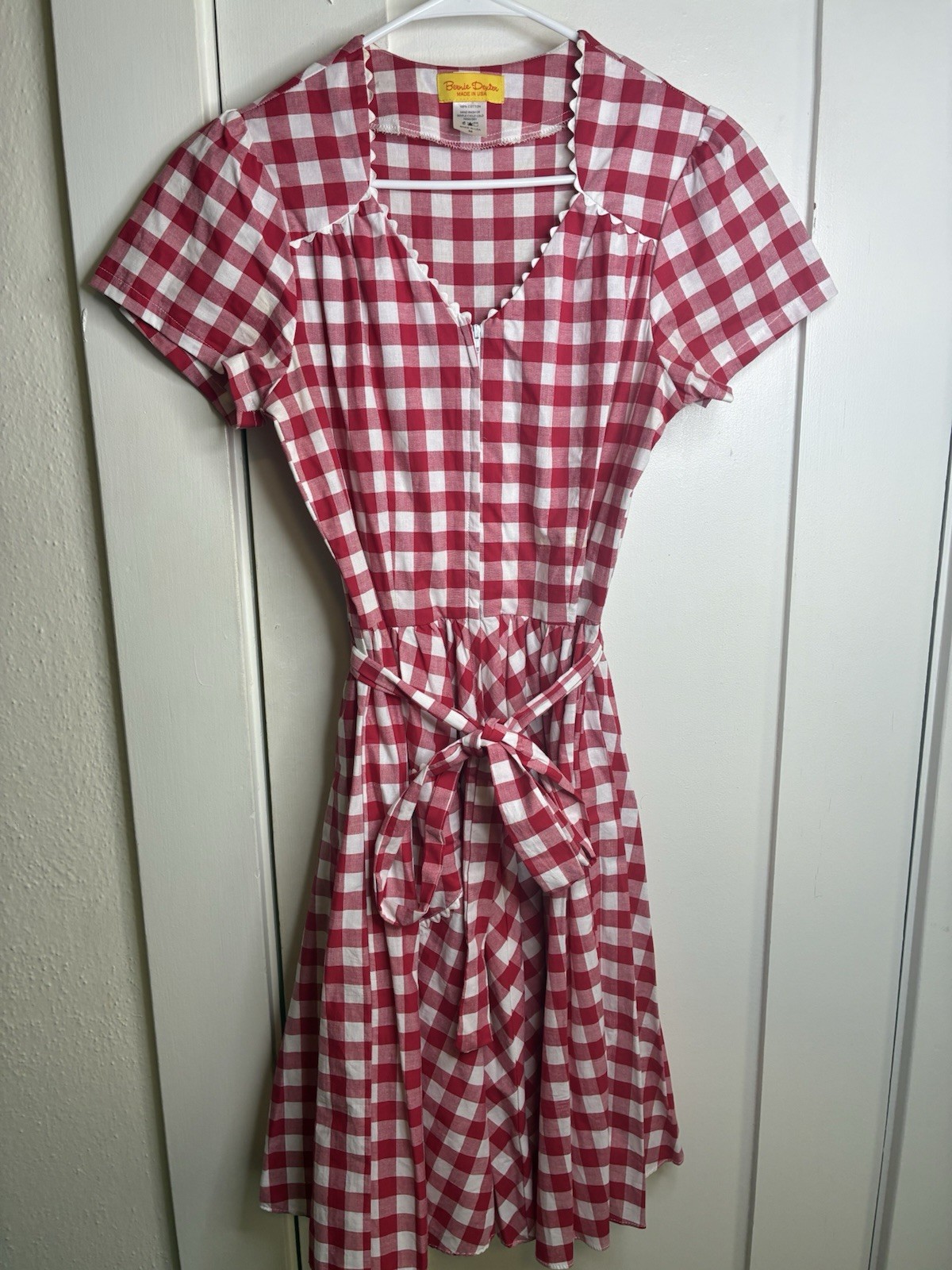 Bernie Dexter Gingham Check Retro Style Dress Made In USA Women’s Medium