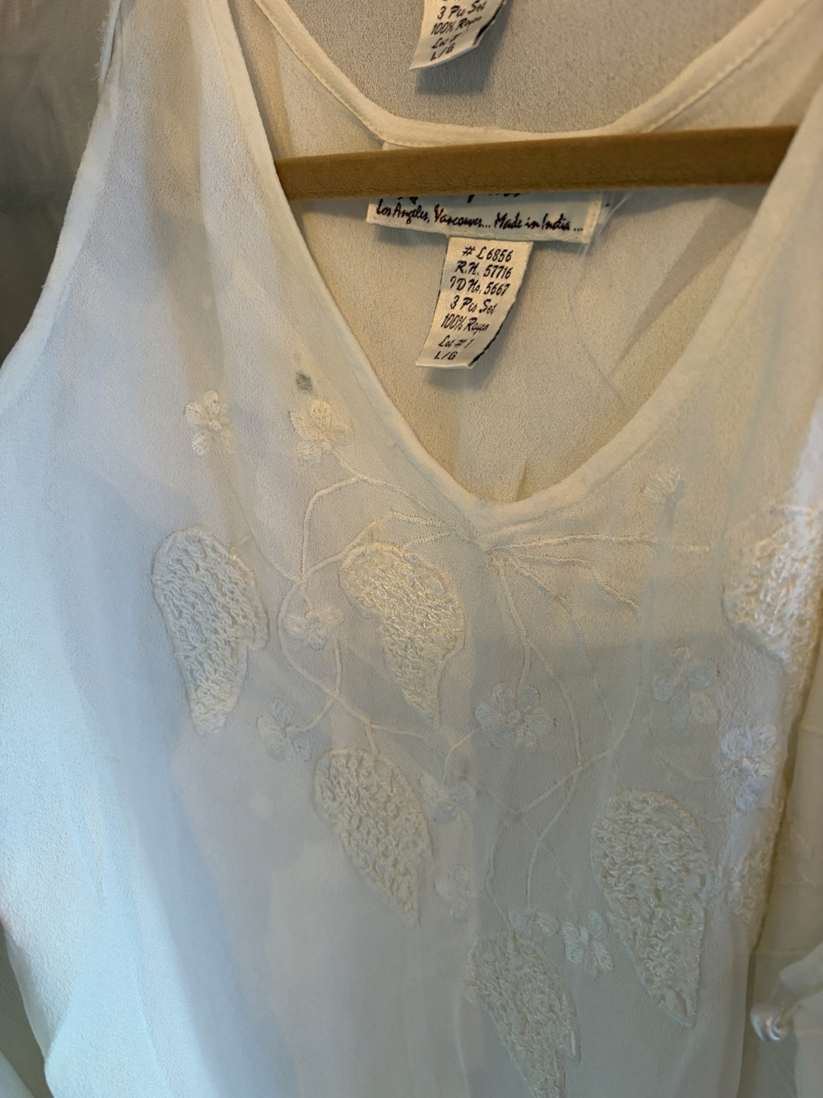 VTG Y2K 90’s Skirt, Camisole Blouse White Papillon Fairy Lace Sz L Embroidered