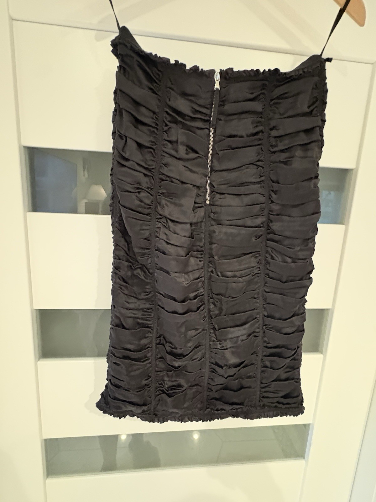 D&G Black Ruched Bodycon Spaghetti Strap Zip Set