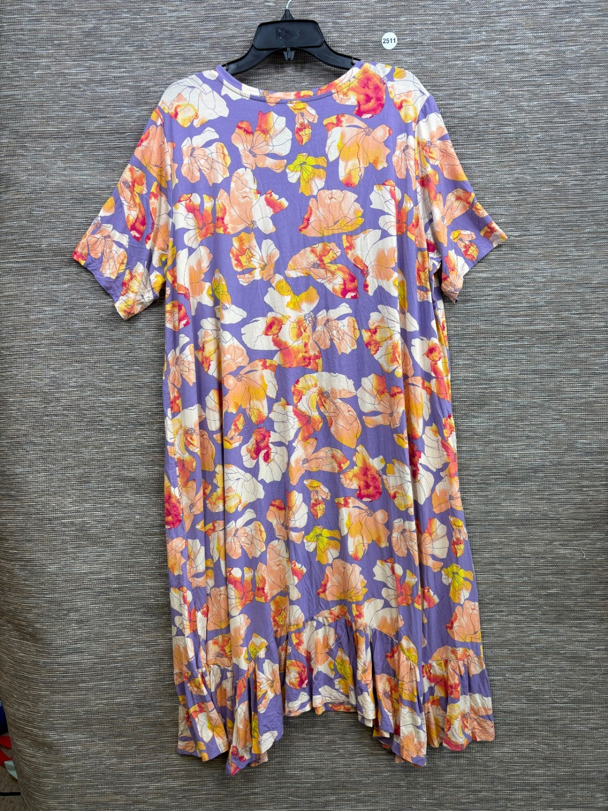 LOGO by Lori Goldstein Elbow Sleeve Dress Womens Size 2X Purple Combo Boho NEW