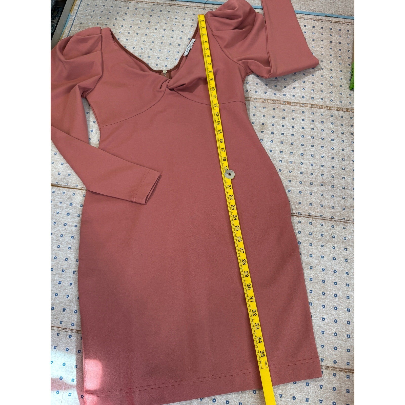 Andre Tan Dress M Dusty Rose Pink Puff Sleeve Bodycon Mini Luxe Y2K NWOT Ukraine