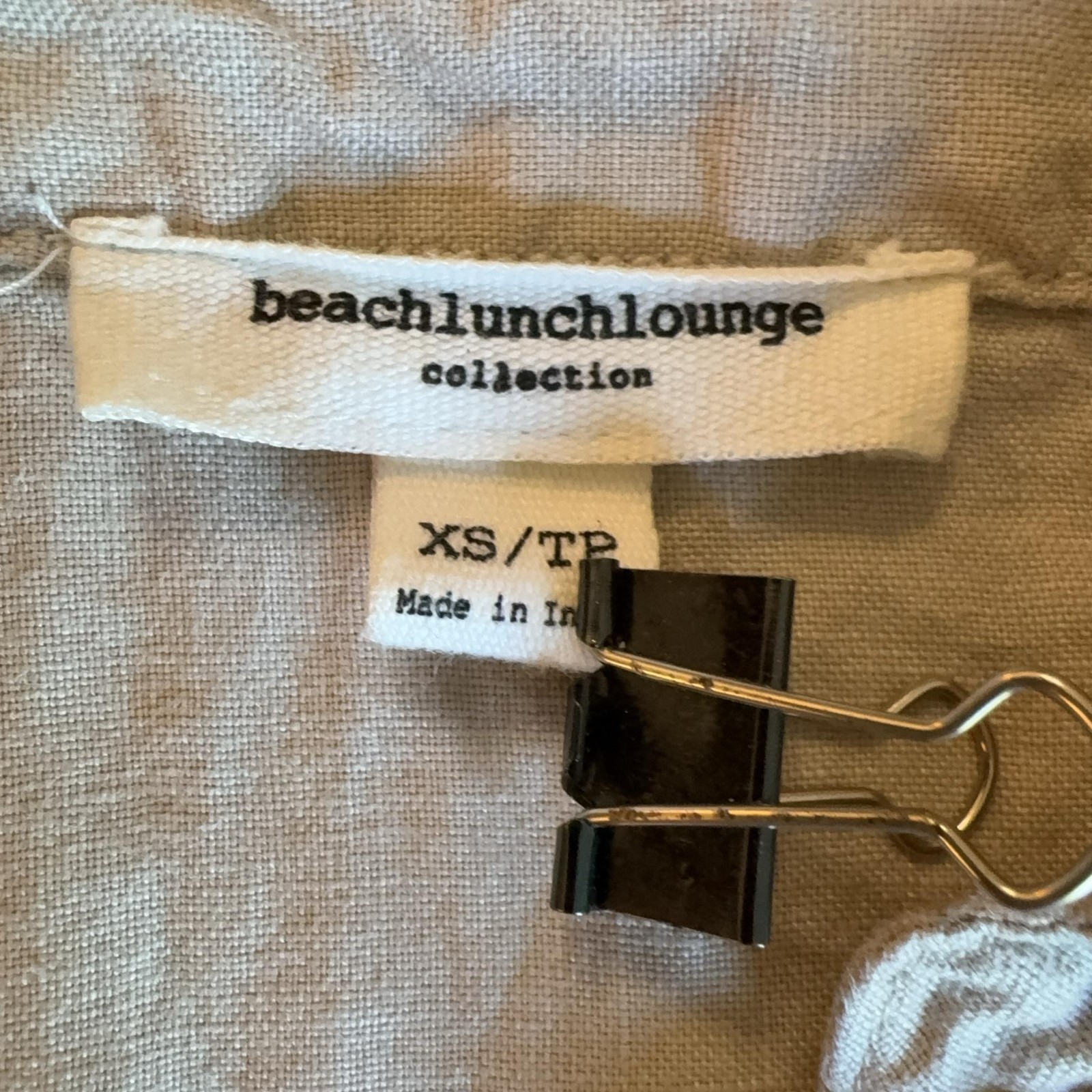 Beach Lunch Lounge Dress Womens XS Beige Linen Collared Sleeveless Shift Summer