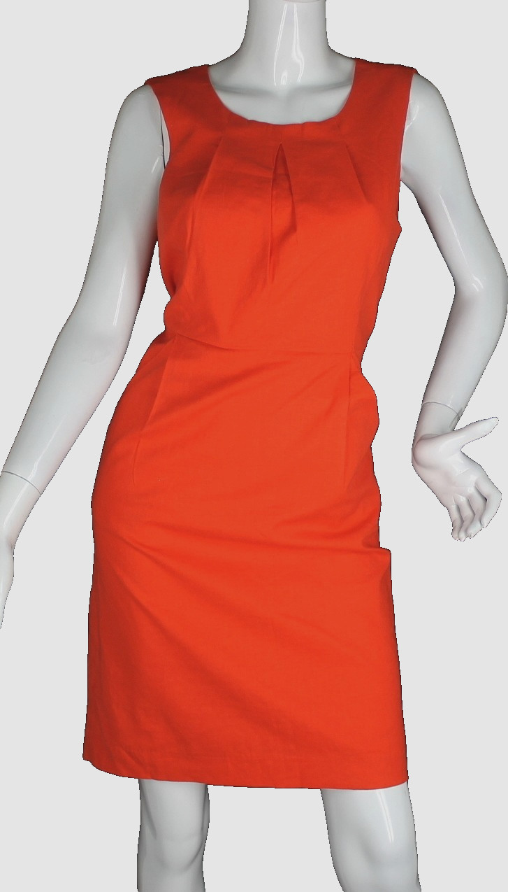 {PIM + LARKIN} Dress Orange Sz. M Sheath Pockets Lined Zip Linen Blend Summer