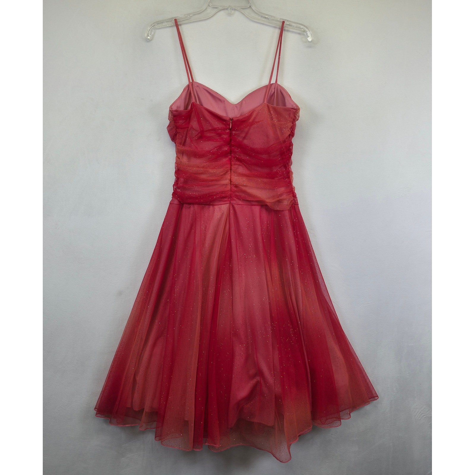 Y2K City Triangles Dress Womens 9 Pink Mesh Glitter Coquette Prom Formal Dance