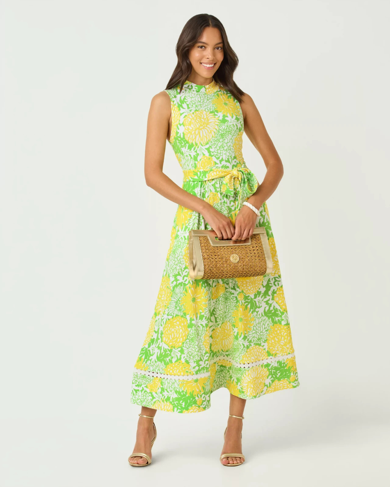 NWT Lilly Pulitzer Colman Midi Dress Crocodile Green Mumbo Jumbo , All Size .