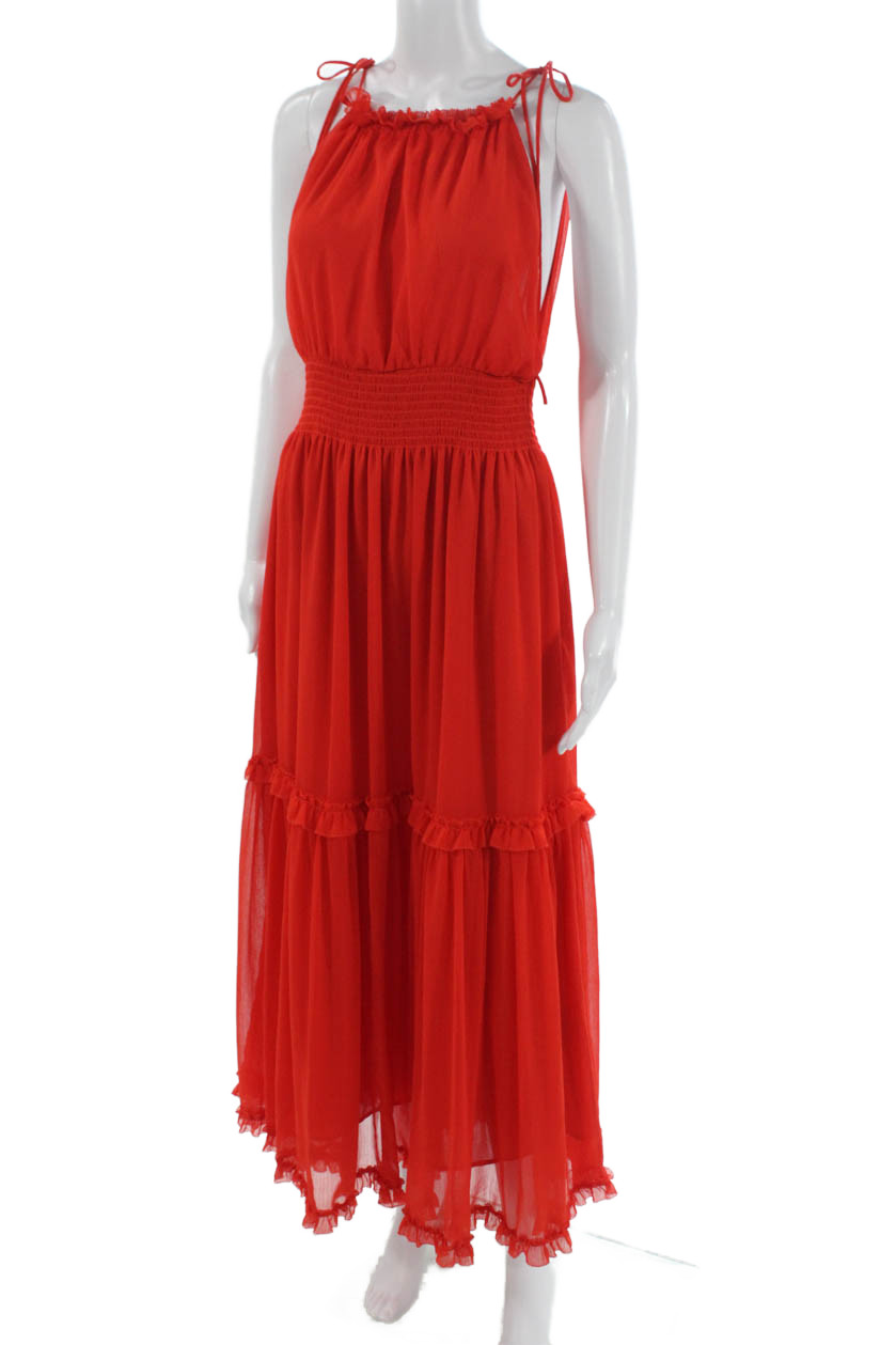 Banana Republic Womens Maxi Halter Sleeveless Red Dress Size S