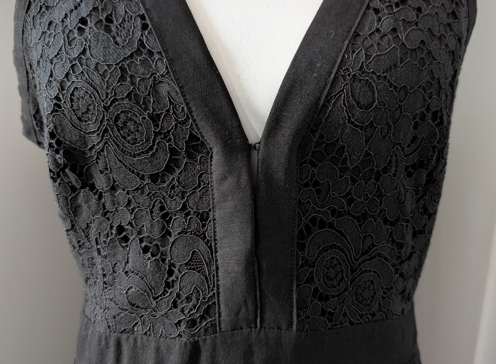 Free People Dress Size M Lovely In Love Black Lace Back Cutout Pockets Side Zip