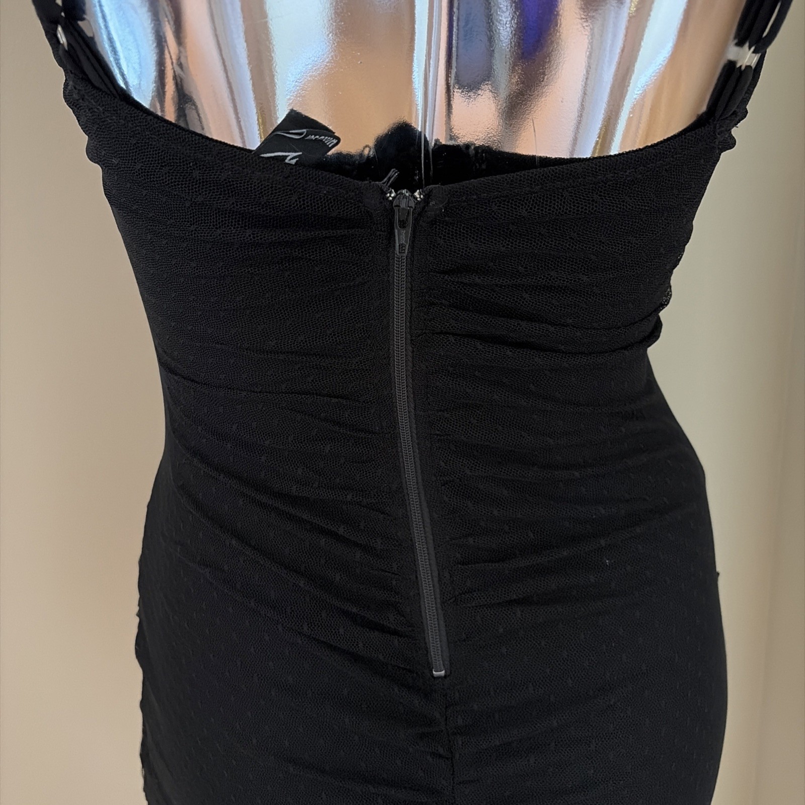 Windsor Black Mesh Bodycon Dress Size S Babydoll Ruched Sexy Going Out Cocktail