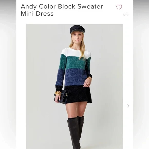 NWT Blue Rain from Francesca’s Andy colorblock sweater dress size small