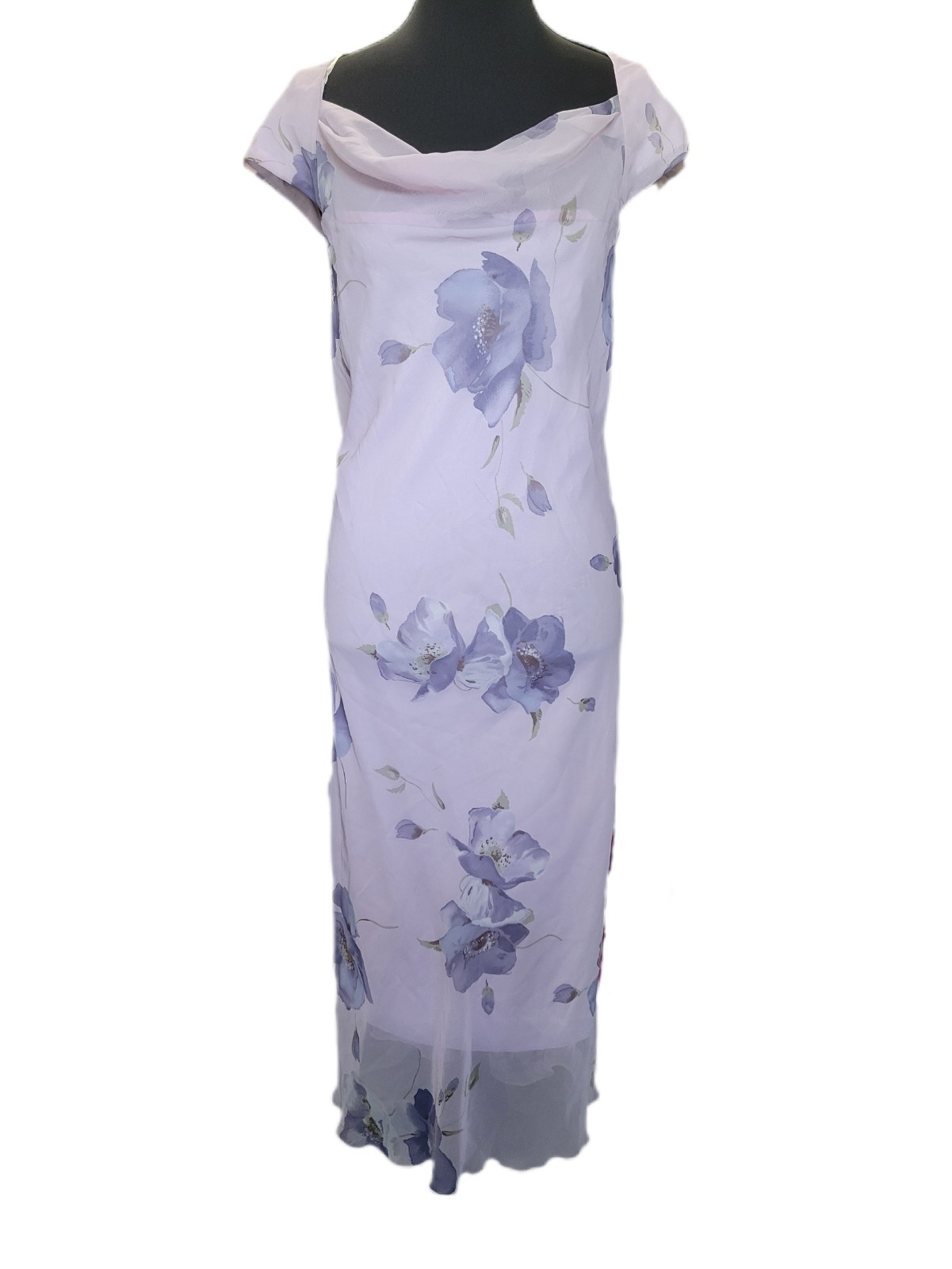 Sangria Womens 1X Y2K 90s Cowl Neck Boho Whimsical Wedding Guest Floral Dress
