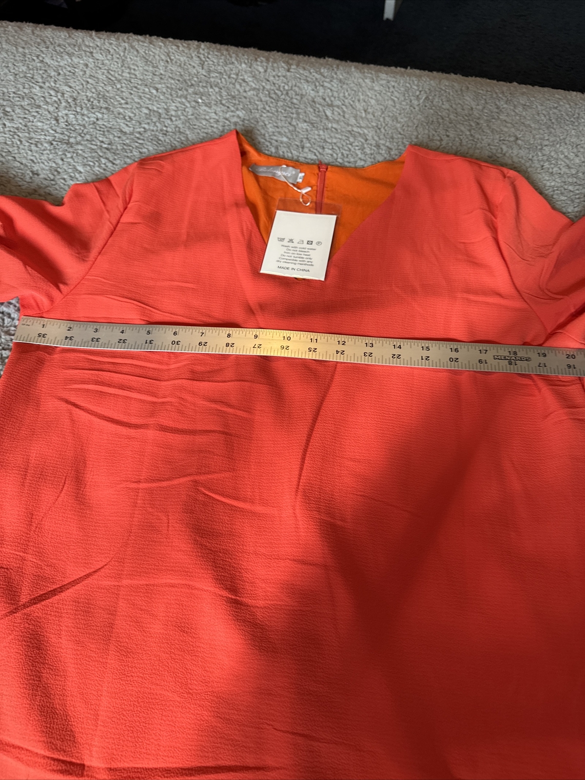 V-Neck Orange Bell Sleeve Shift Dress Mini Dress Sz XL By Belongsci