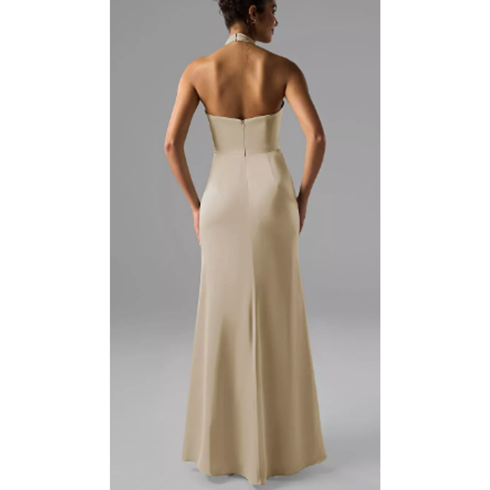 AW BRIDAL SZ 6 S champagne crystal Aiden gala cocktail party maxi dress NEW B30