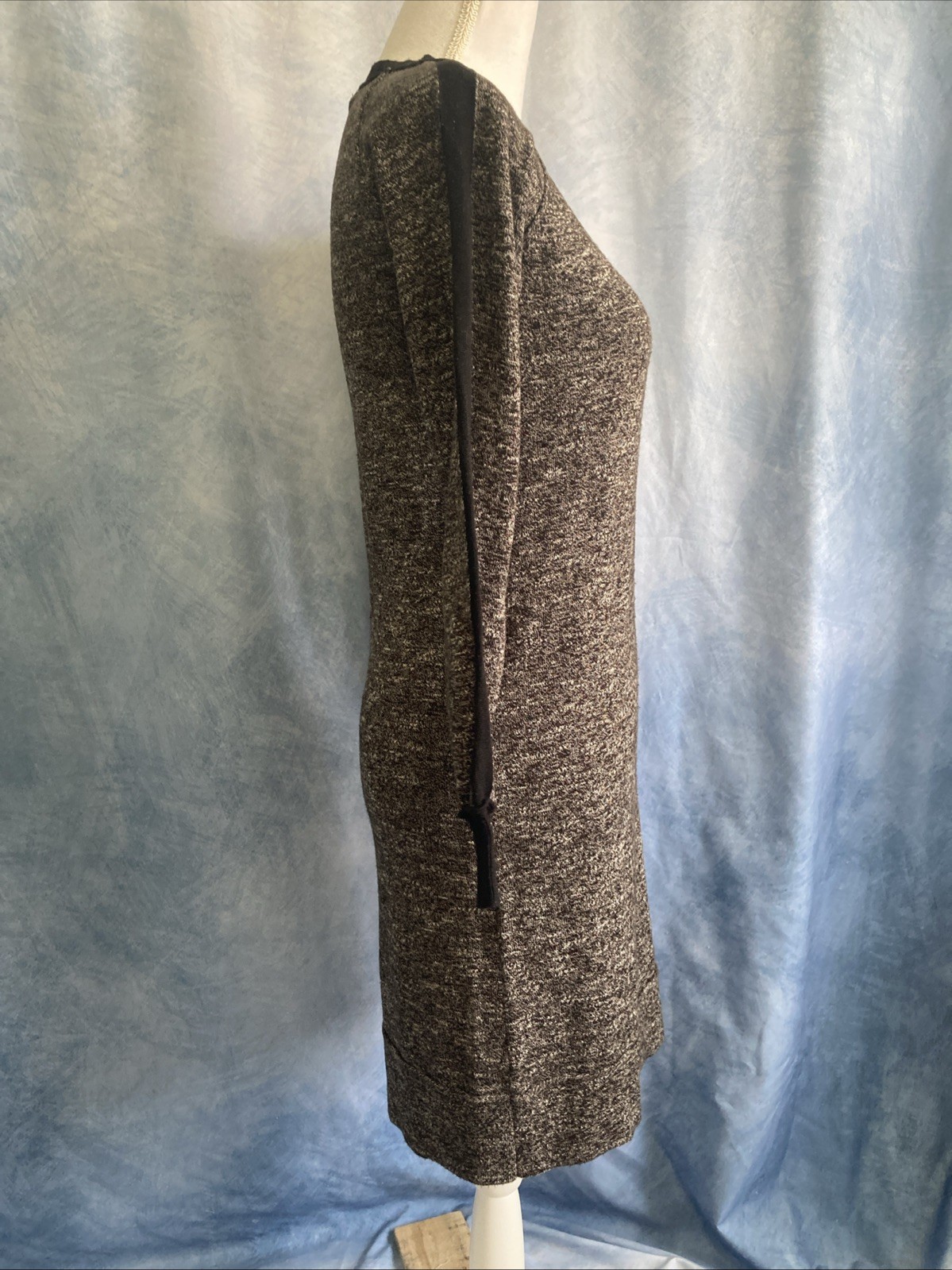 Max Studio Tweed Knit Sweater Dress Size S Gray Black Raglan Sleeve 5907659