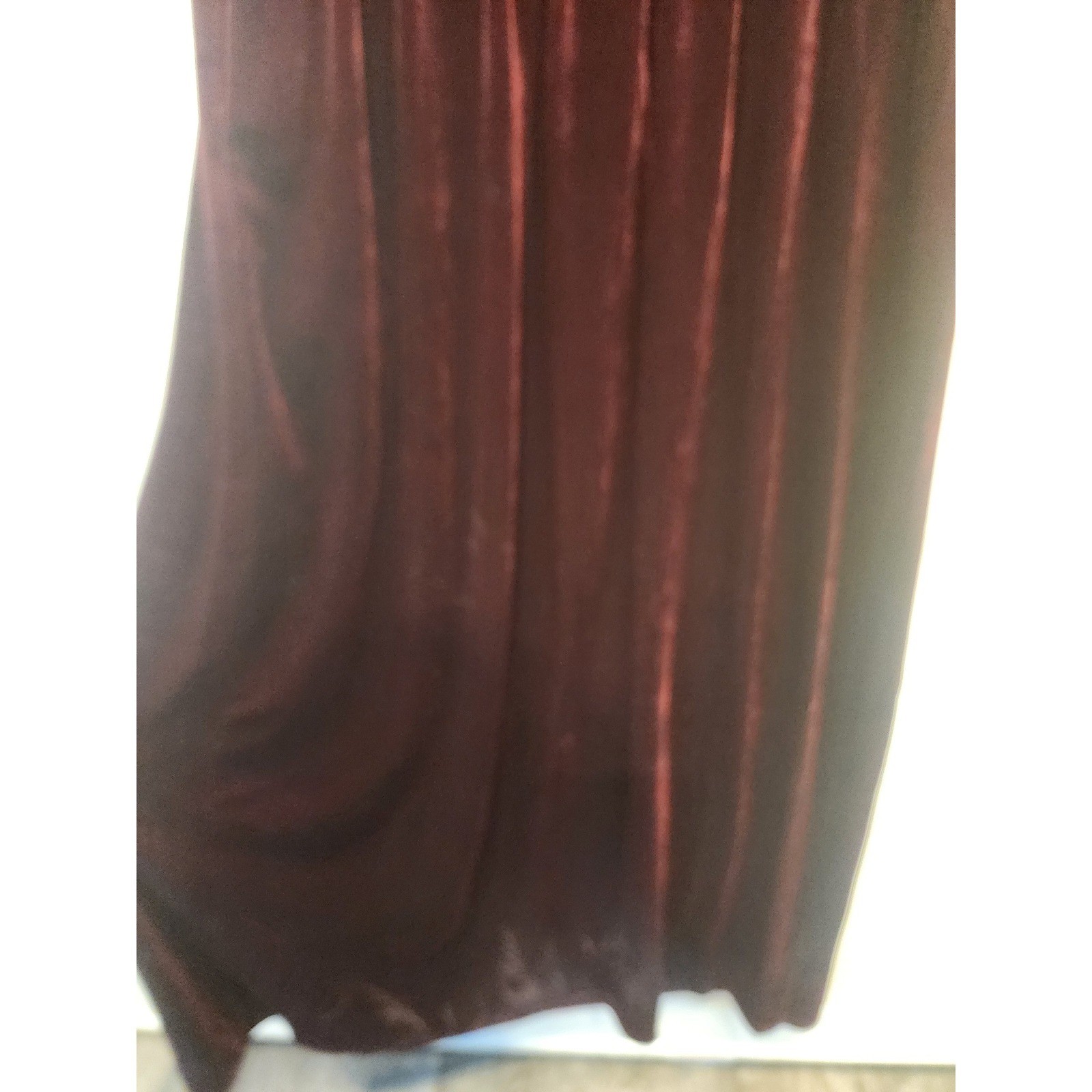 OUGES Women Burgundy Velvet Maxi Dress Long Sleeve Wrap V-Neck Formal Gown L NWT