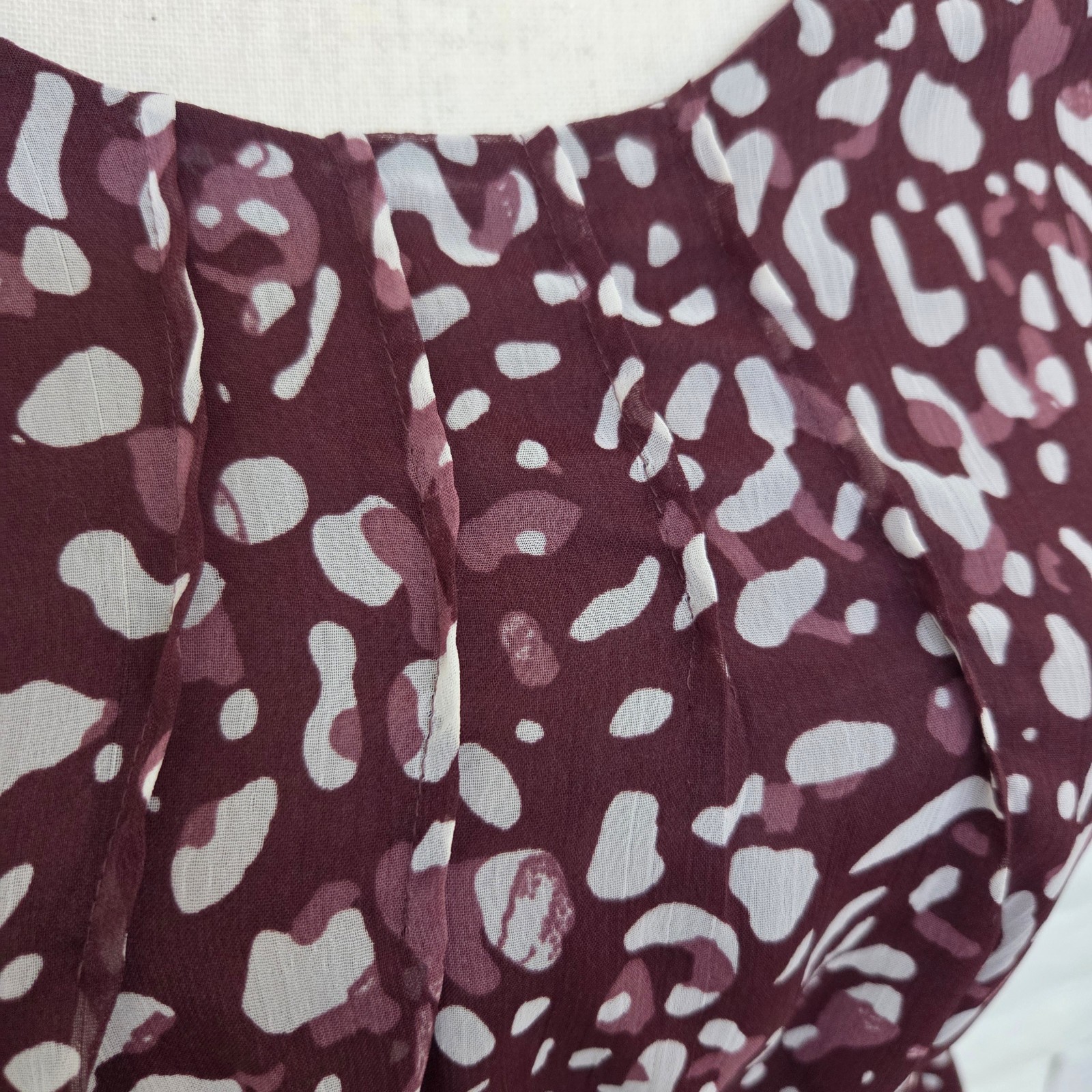 Merona Dress Womens Small Brown Red Pullover Cap Sleeve Animal Print Pattern