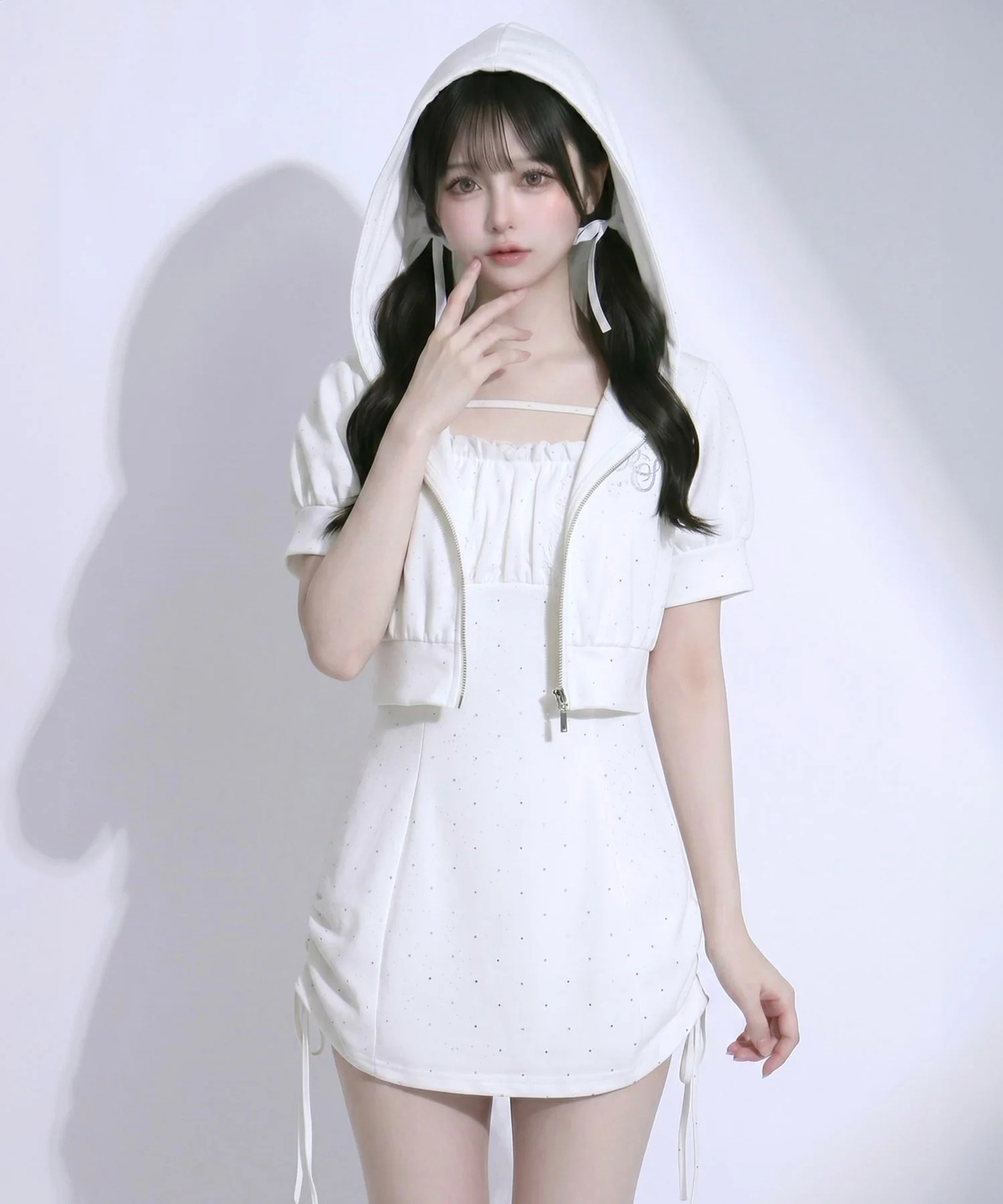 Cami Dress X Hoodie Glitter Sweatshirt Set Up Large Size Available Jirai New