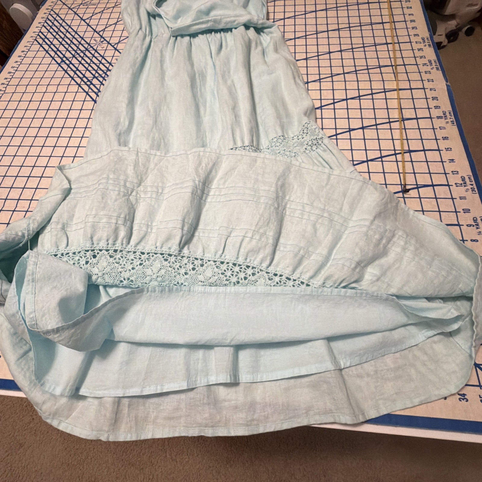 J. Jill Linen Tiered Sleeveless Mint Color Maxi Dress Size Petite Medium