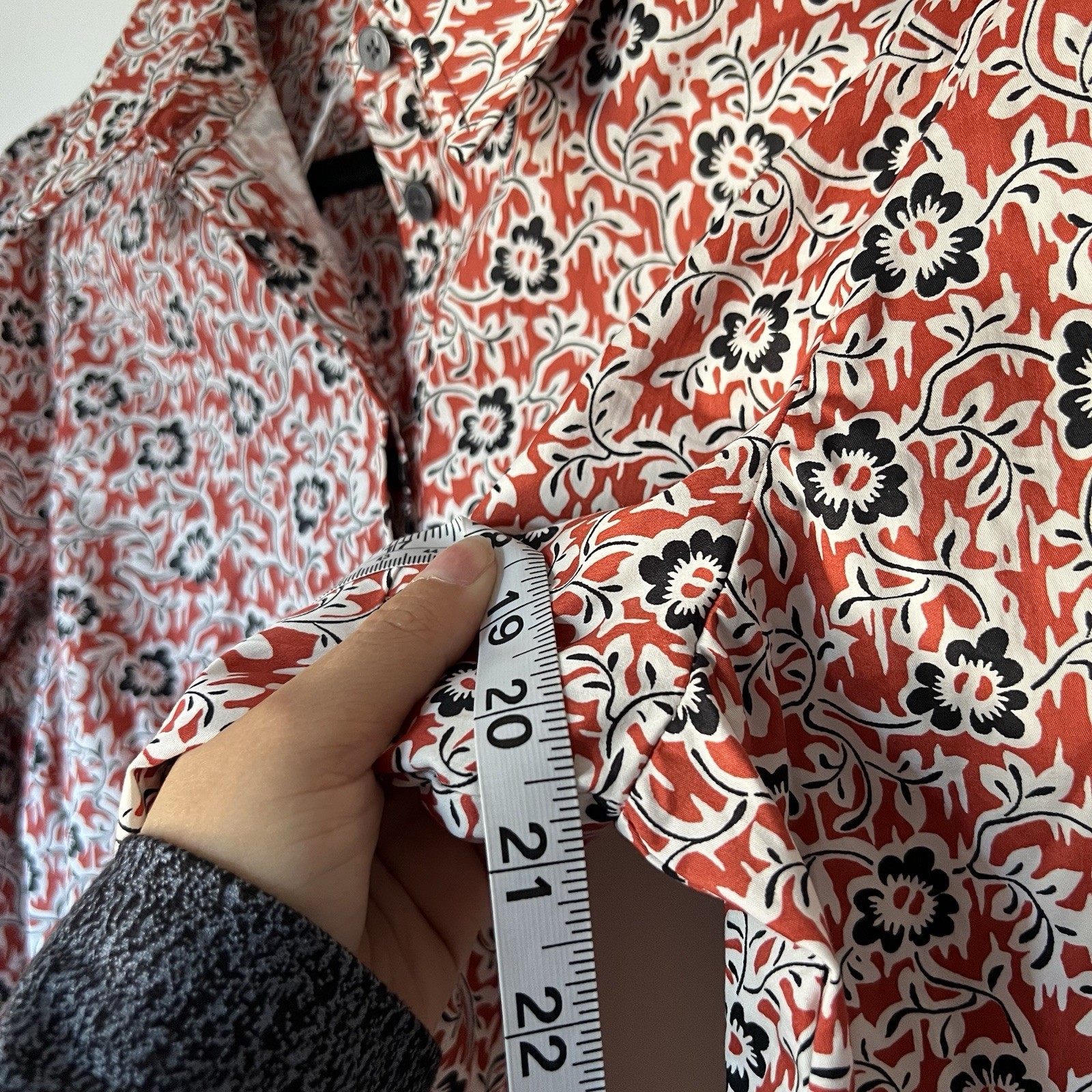 Boden Womens Dress Red Mini Floral Shirtdress Waist Tie Long Sleeve Boho Size 8L
