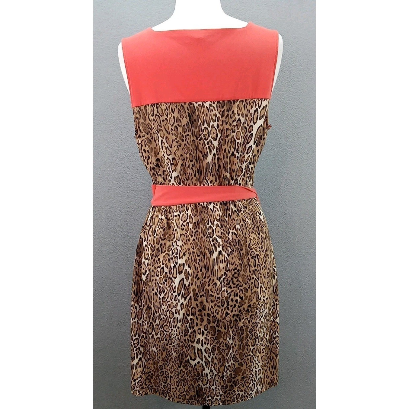 New York & Company Jersey Dress Women Size L Animal Print Boho Chic Knee Length