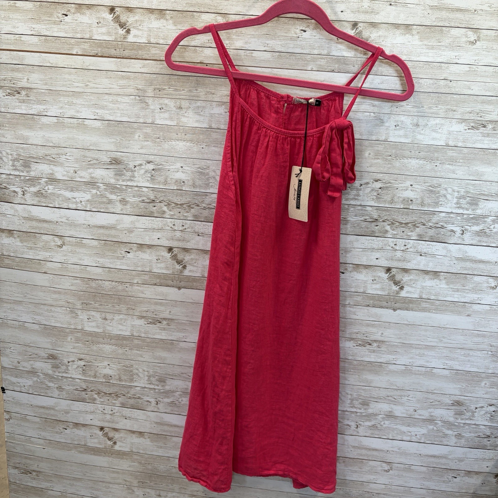 NWT Lungo L’Arno Womens S Dress Knee Length Pink 100% Linen Short Summer Italy