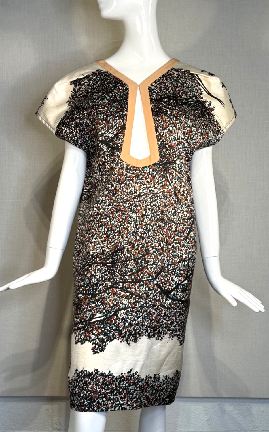2011 Balenciaga NICOLAS GHESQUIERE Keyhole Cotton Silk Dress SIZE FR42 US10 L