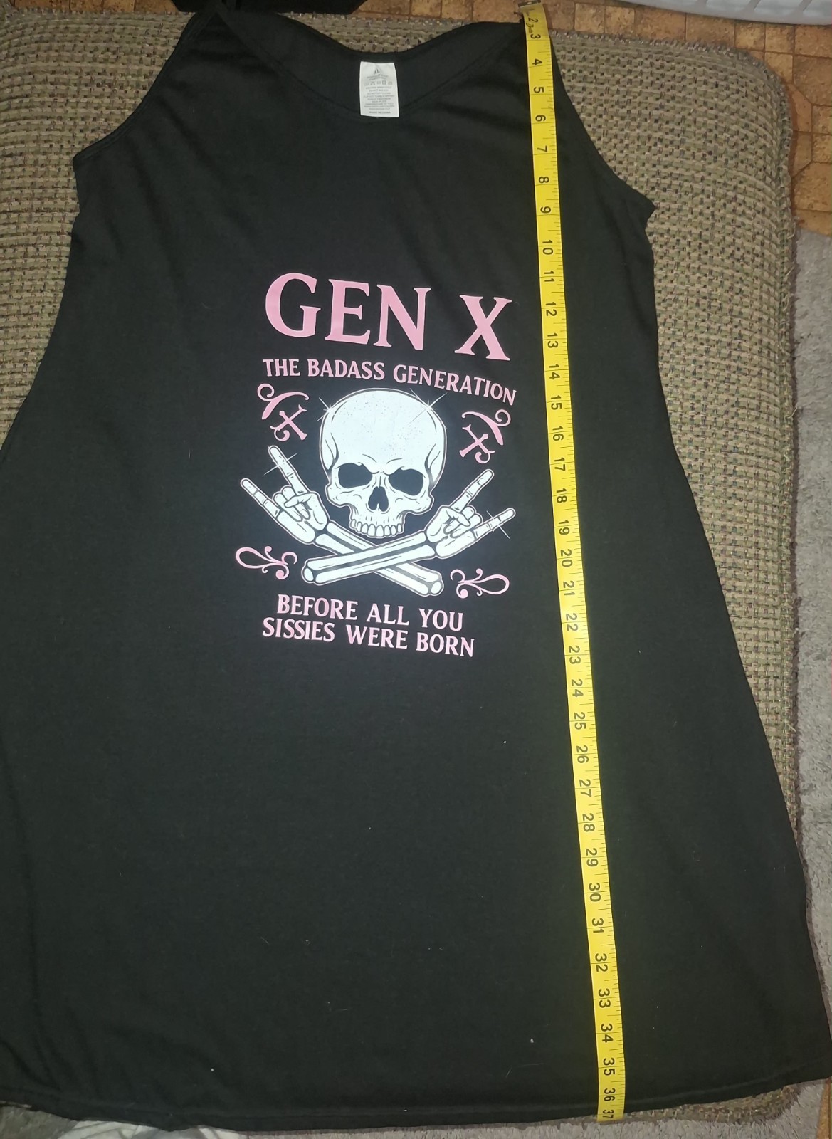 Gen X Badass Generation Dress Black Graphic Tank Dress With Pockets Size XL