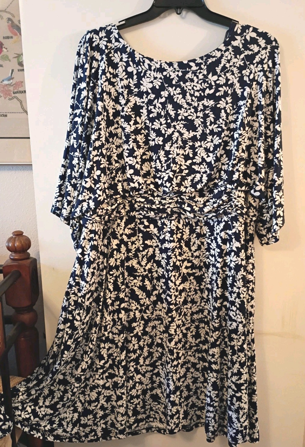 Jessica Howard Womans $118 22 W dress Blue White Leaves Plus Size Any Occasion