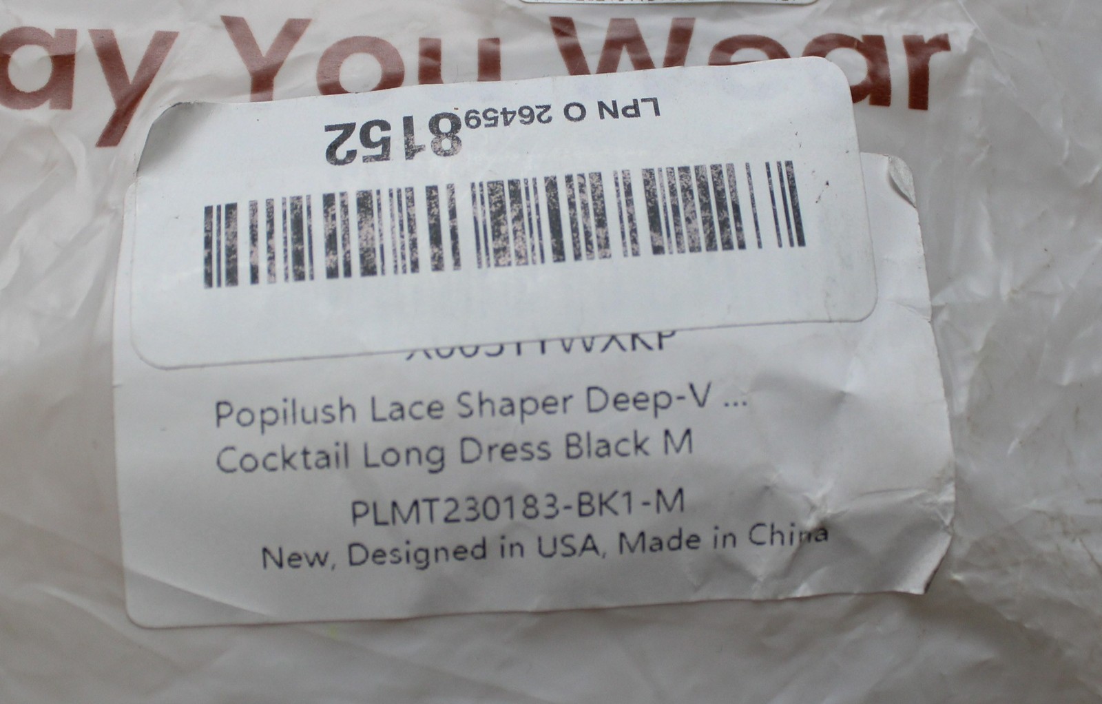Popilush Women’s Shapewear Lace Deep V Cocktail Dress JK5 Black Medium NWT