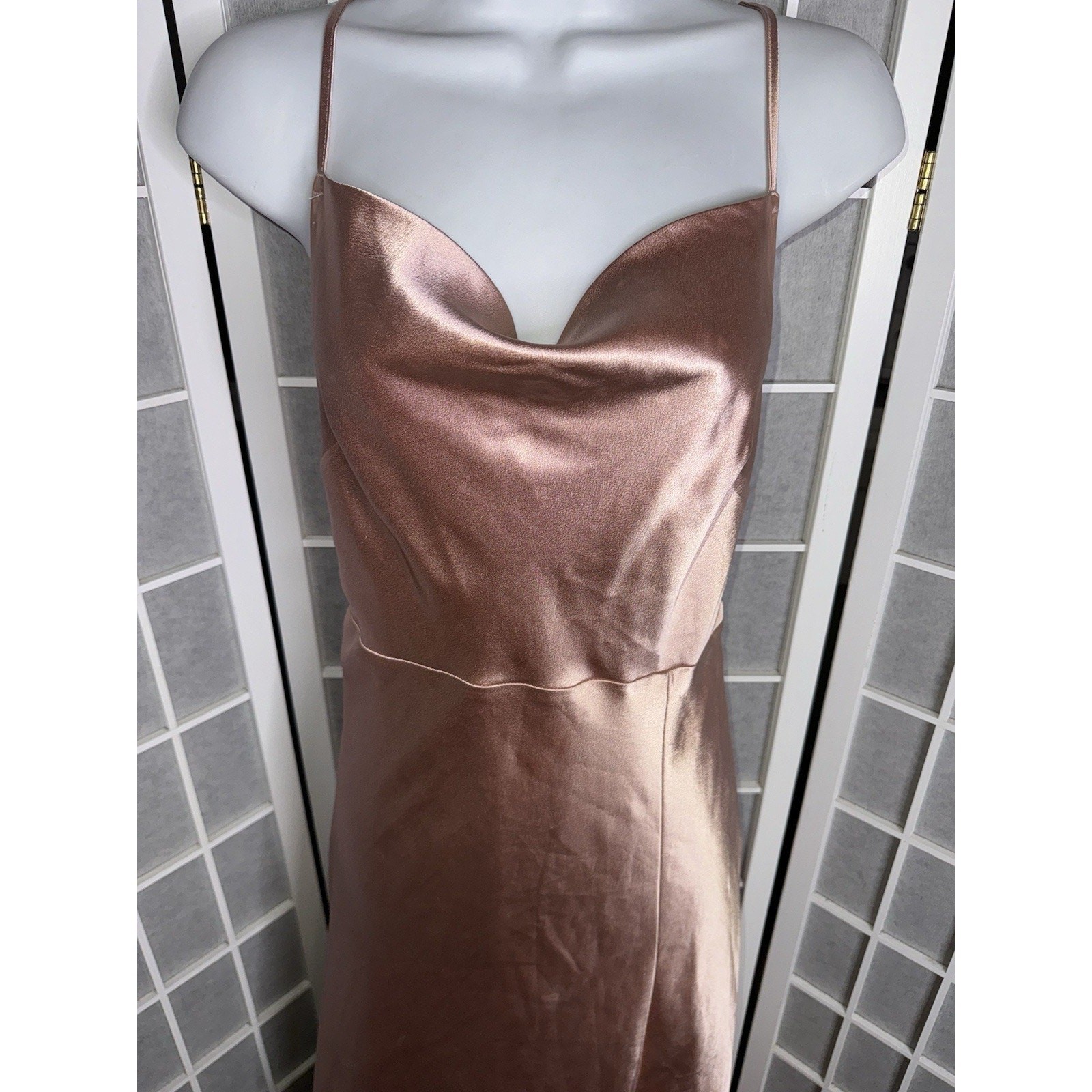 Women’s Large Rose Gold Maxi Dress Bridesmaid Event Formal 4-6