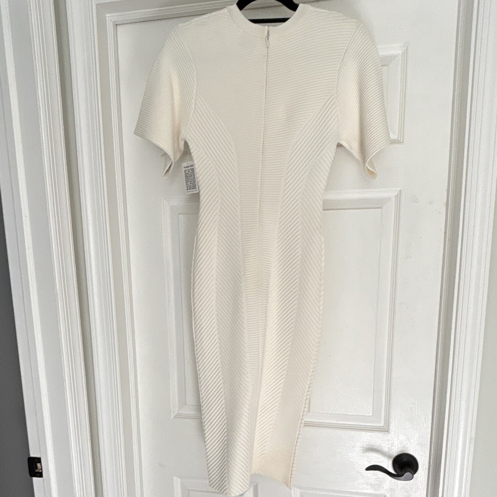 Herve Leger Alabaster Ribbed Knit Bodycon Zip Midi Dress Women S Retail $990
