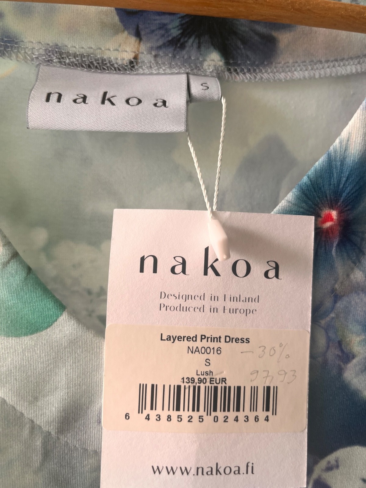Nakoa Layered Print Dress Lush NA0016 Size S New With Tags Finland