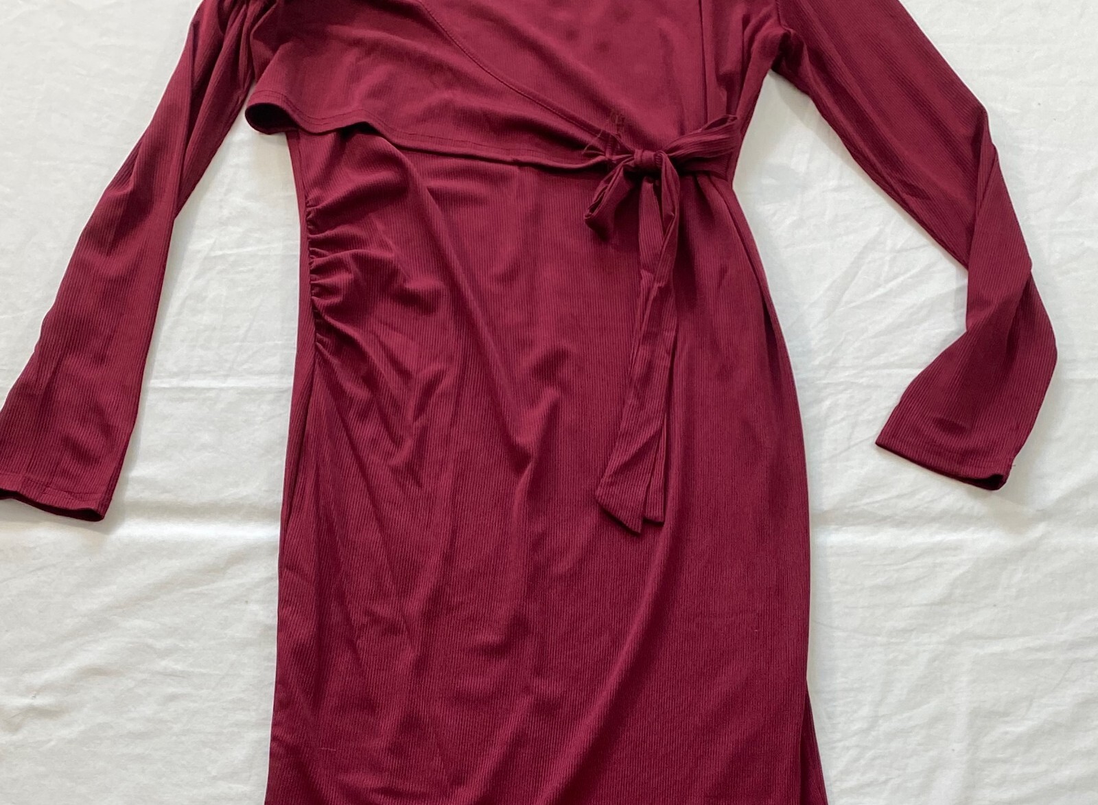 women’s Kojooin wine fitted rib knit long sleeve maternity dress size X Large