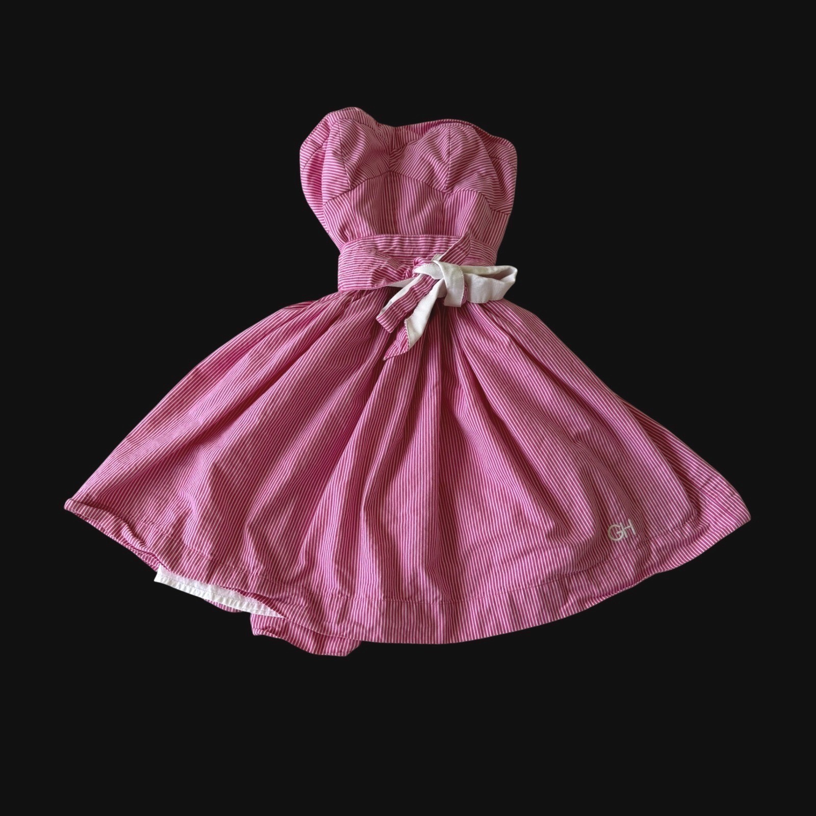 Gilly Hicks Pink White Striped Strapless Mini Dress Smocked Back Small