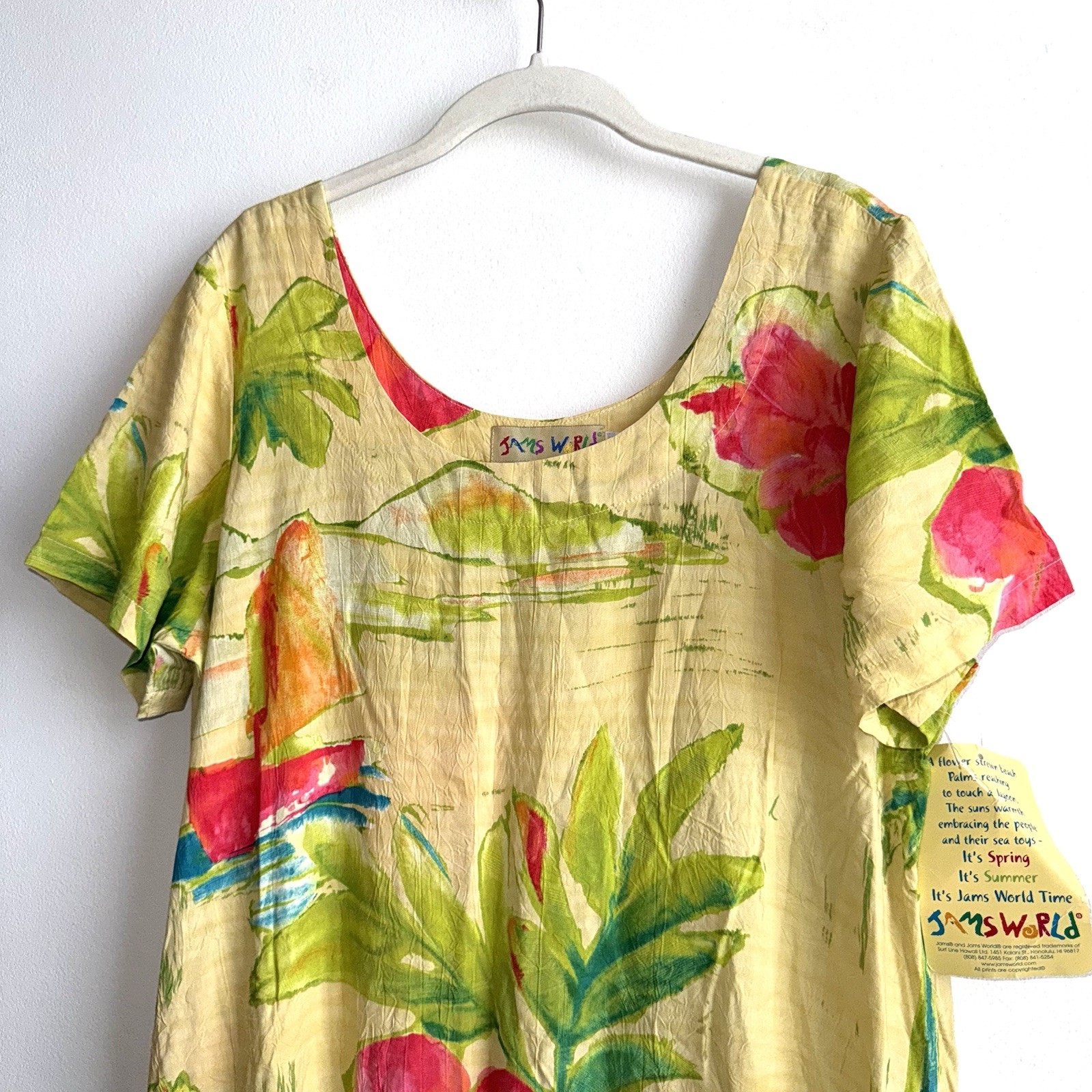 NWT Jams World Lagoon Hawaiian Sundress Side XL Made in USA New Floral Mini