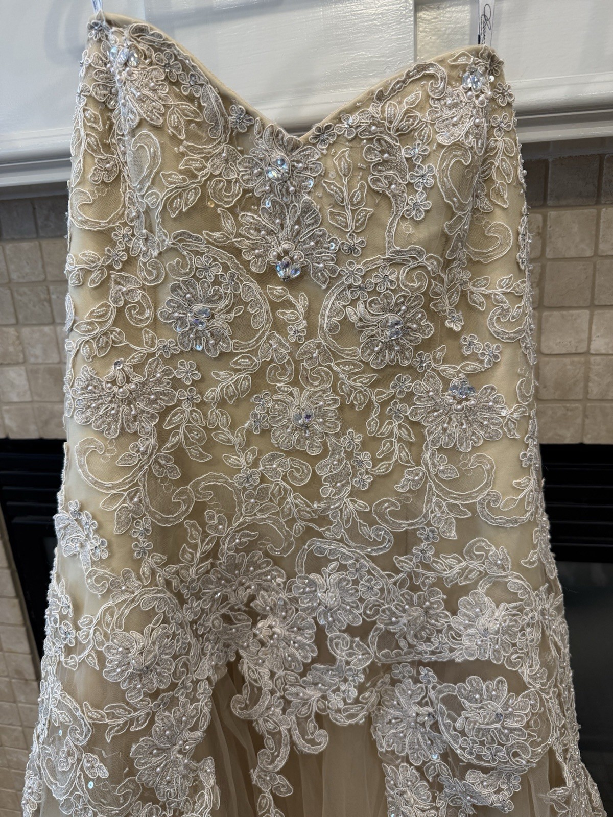 Stunning Ivonne D Beaded Lace Mother of the Bride Gown Set Champagne Sz 16